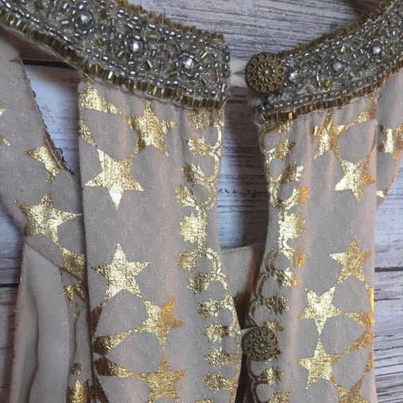 Kimchi Blue Cornelia Beaded Neck Gold Mini Dress - Picture 4 of 7